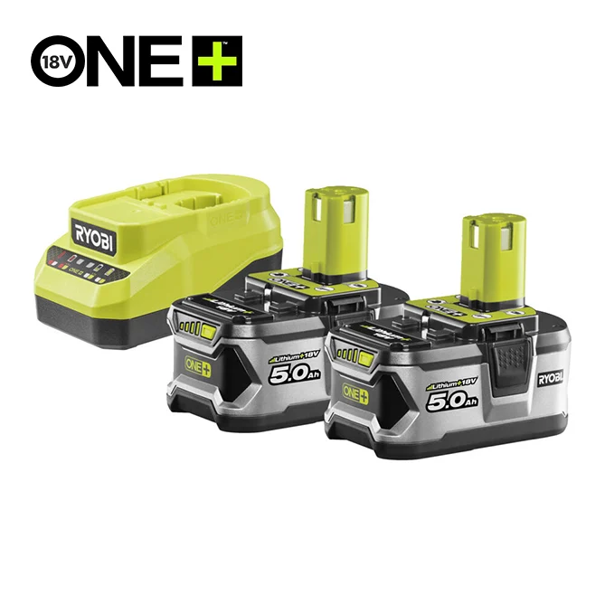 RYOBI Set – punjač baterija i dve baterije od 5.0Ah, 18V ONE+™ – RC18120A-250 - 1