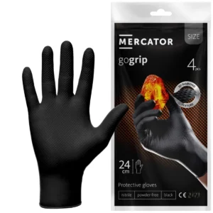 MERCATOR MEDICAL  Jednokratne rukavice MERCATOR GOGRIP, PAK 4/1, crne bez pudera RP300390L