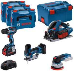 Set 4 akumulatorska alata Bosch 18V - bušilica, testera za uranjanje, ubodna testera, ekscentar brusilica 0615990N36