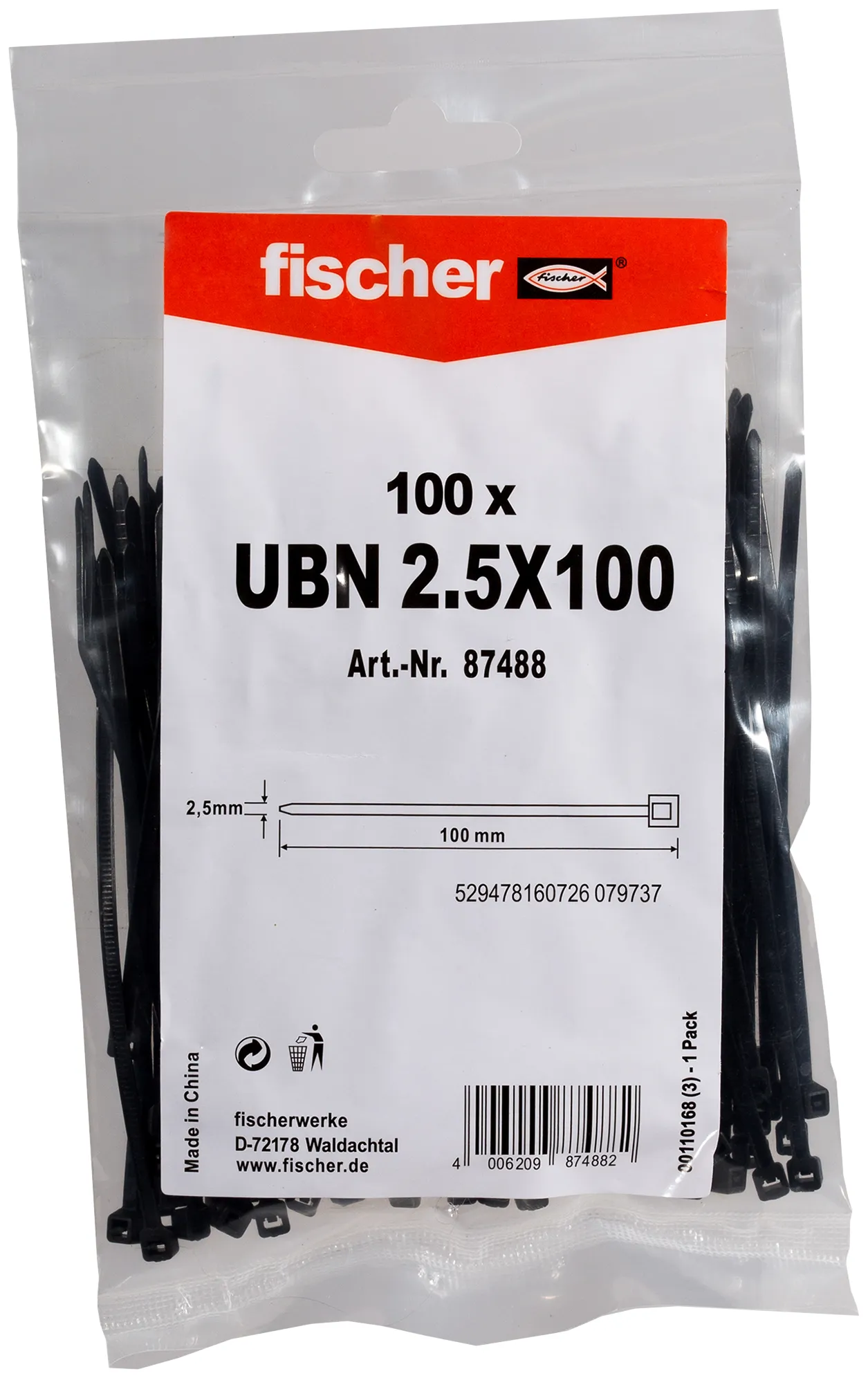 5X100 vezica električarska UV otporna- crna - 87488
