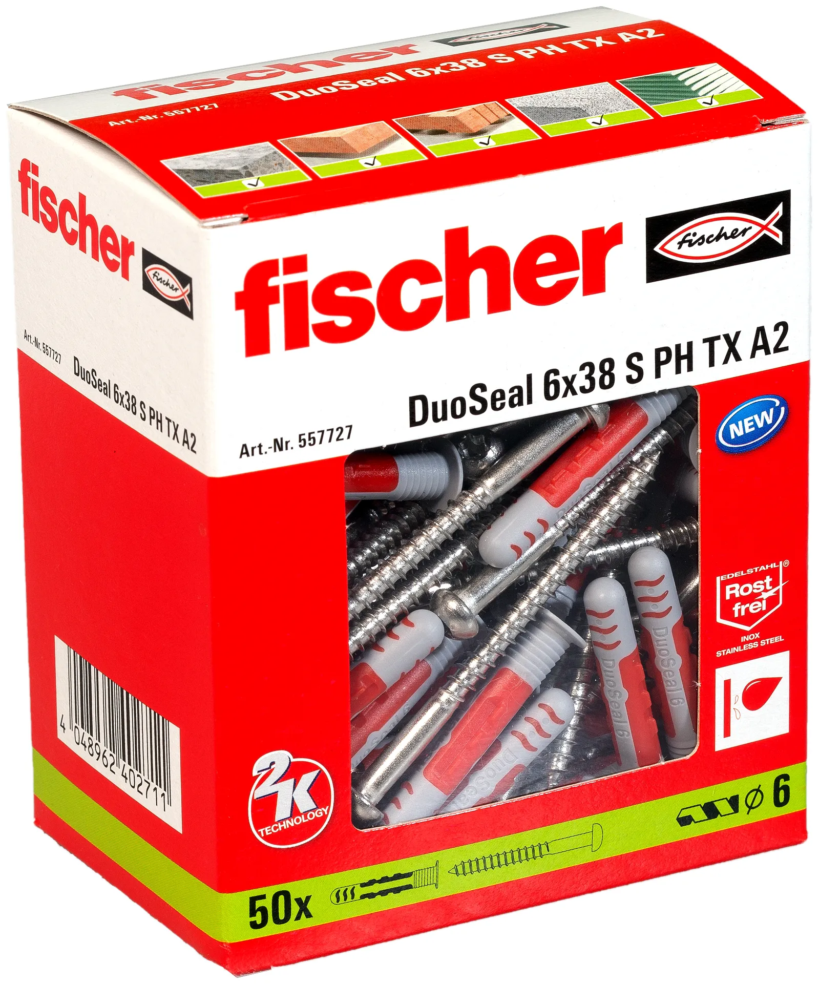 Fischer DuoSeal 6x38 S Tipl sa vijakom A2 (50 kom) - 557727 - Slika 2