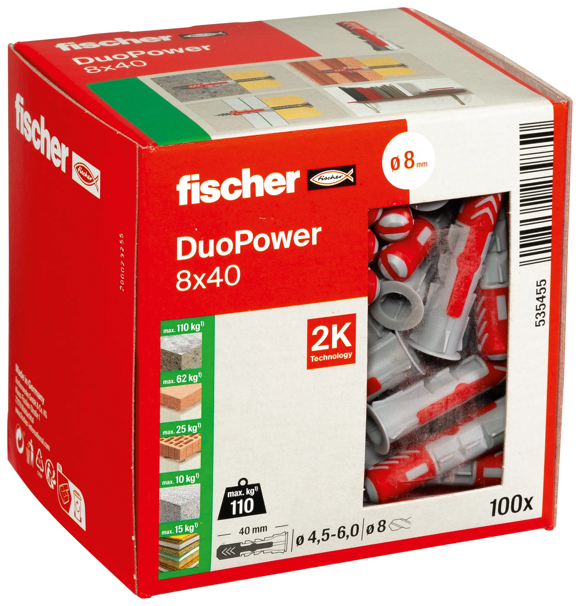 Fischer DuoPower 8x40 Univerzalni tipl (100 kom) - 535455 - Slika 2