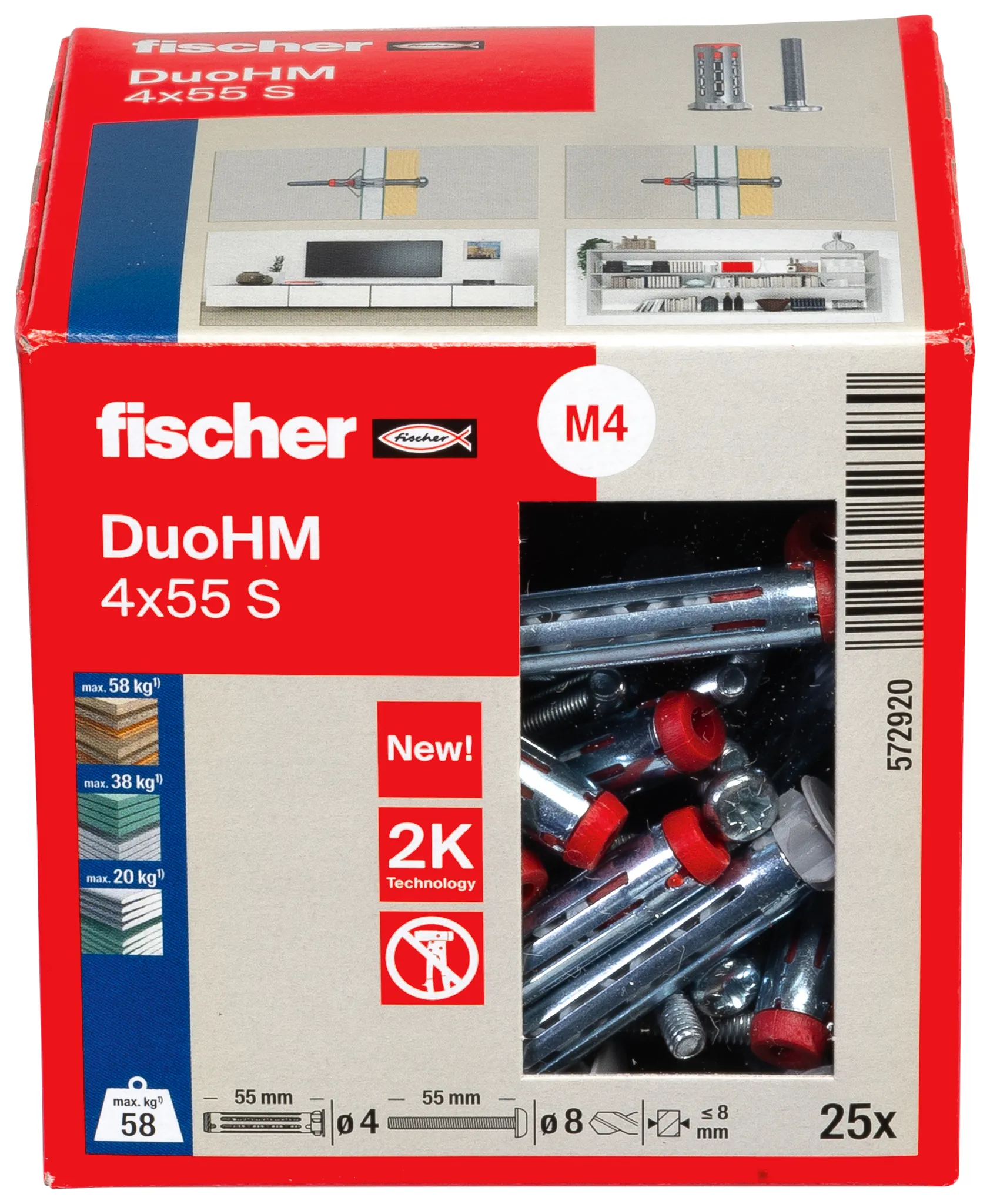 Fischer DuoHM 4x55 S PZ Tipl za gips (25 kom) - 572920 - Slika 2