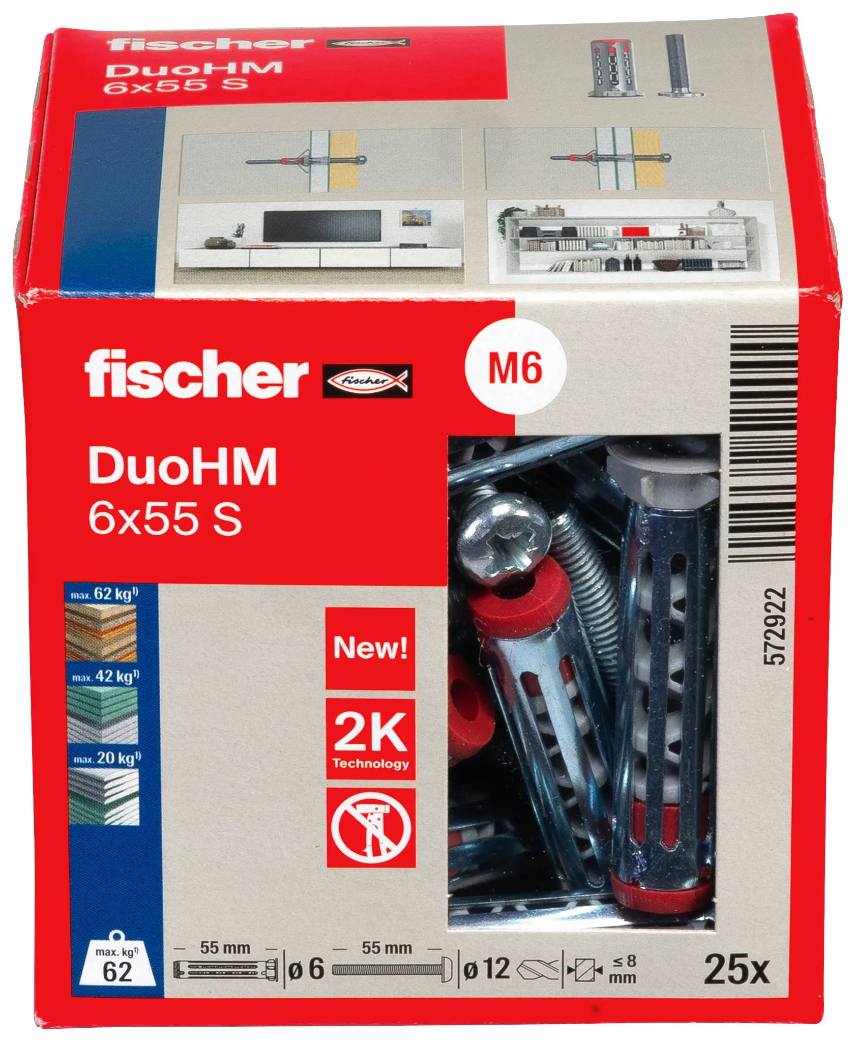 Fischer DuoHM 6x55 S PZ Tipl za gips (25 kom) - 572922 - Slika 2