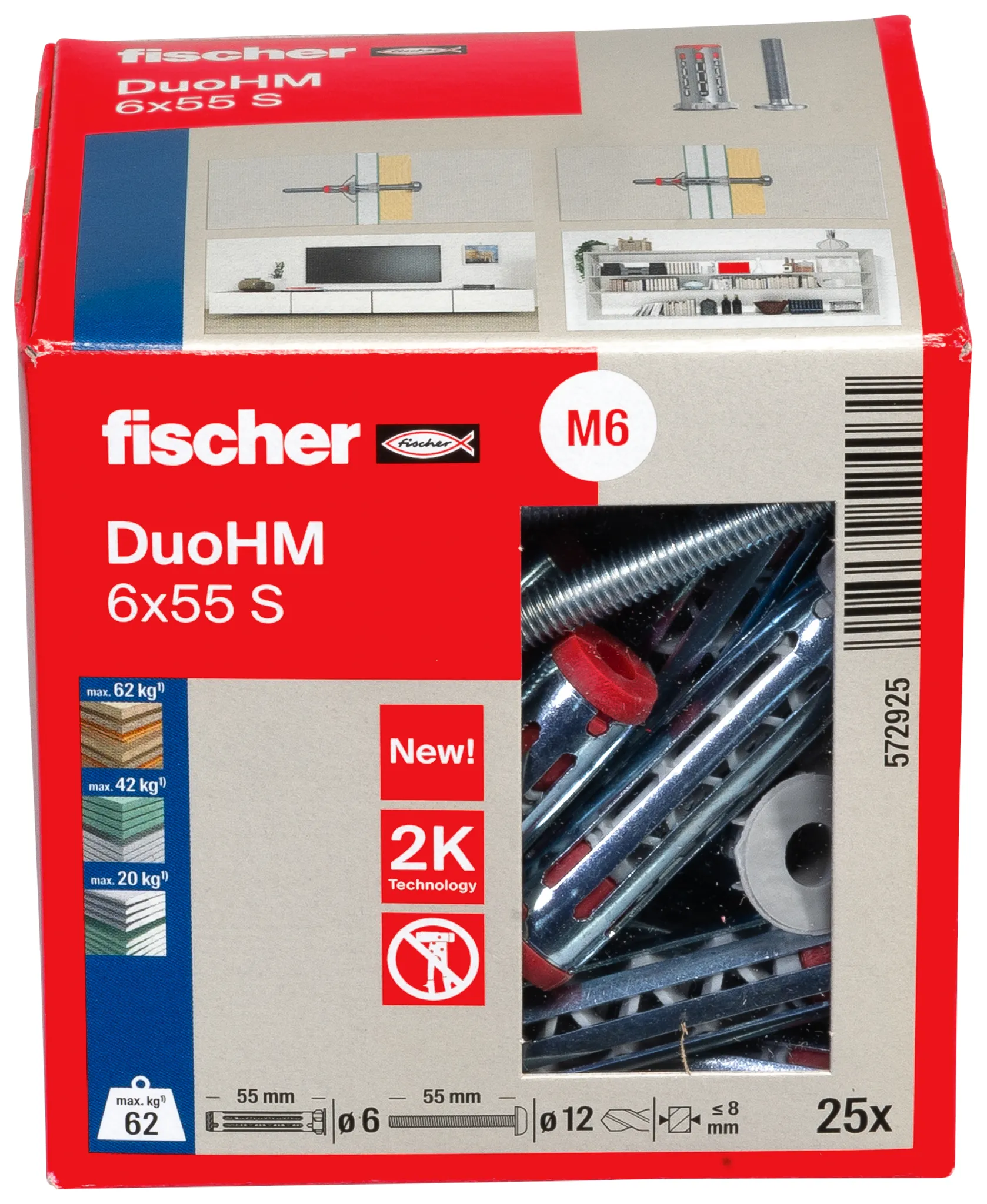 Fischer DuoHM 6x55 S TX Tipl za gips (25 kom) - 572925 - Slika 2