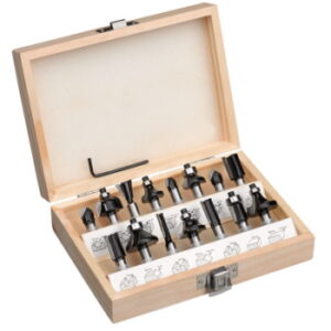 Einhell Set glodalica 8 mm 15 kom u drvenoj kutiji Pribor za glodalice TC-RO 1155 TE-RO 1255 49757291