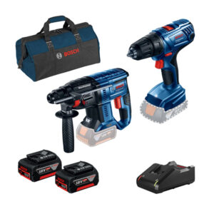 Bosch Profesionalni set: Akumulatorski elektro-pneumatski čekić za bušenje GBH 180-LI + akumulatorska bušilica-odvrtač GSR 180-LI + 2 x akumulator GBA 18V 4.0Ah + torba za alat u kartonu 0615990M31