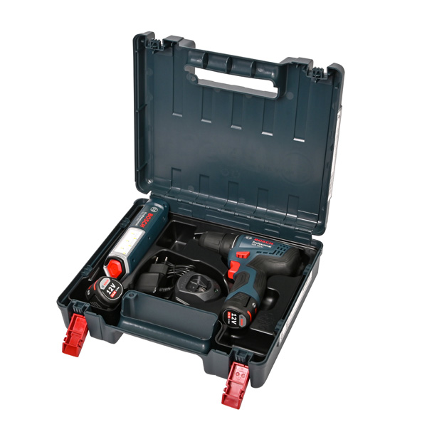 Bosch Akumulatorska bušilica - odvrtač GSR 120-Li + lampa GLI 12V-300; 2x2,0Ah u koferu 06019G8004